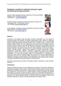 Designing a module for authentic learning in upper secondary