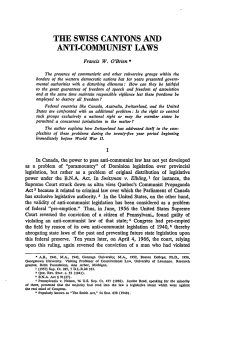 Swiss Cantons and Anti-Communist Laws, The