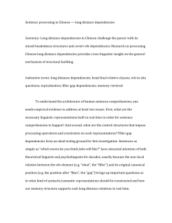 Sentence processing in Chinese — long distance dependencies
