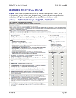 G0110: Activities of Daily Living (ADL) Assistance