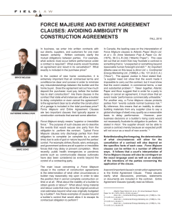 Force Majeure and entire agreeMent clauses: avoiding