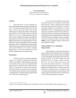 Minimizing Hypocalcemia During Early Lactation - Tri
