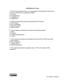 ARTH209 Unit 7 Quiz 1. Which of the following forms of art