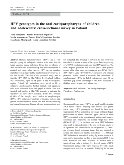 HPV genotypes in the oral cavity/oropharynx of children and