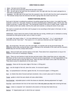 DIRECTIONS IN A BOAT: &bull; Stern - the back end of the boat &bull; Bow