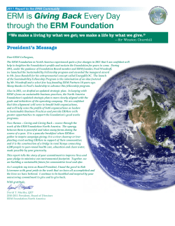 ERM Foundation 2011 Report to the ERM Community