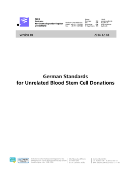 German Standards for Unrelated Blood Stem Cell Donations