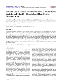 Potential Use of Selected Sweetpotato (Ipomea batatas Lam