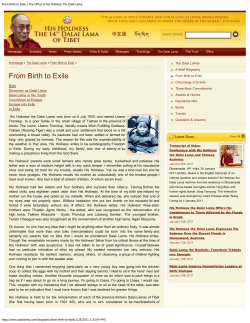 Birth to Exile of His Holiness the Dalai Lama