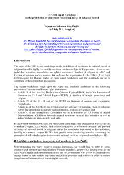 OHCHR expert workshops on the prohibition of incitement to