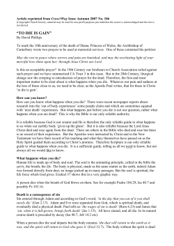 To Die is Gain. - Church Society