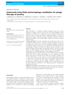 Salmonella Enteritidis bacteriophage candidates for phage therapy