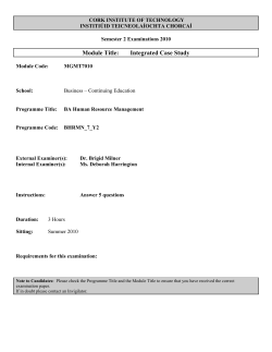 Module Title: Integrated Case Study