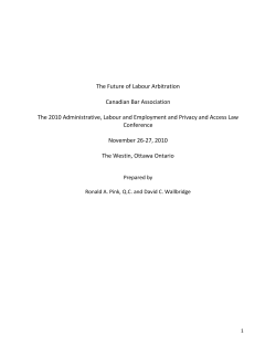 The Future of Labour Arbitration Canadian Bar Association The