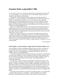 Lessons from a preacher`s life