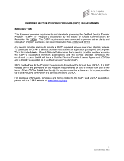 1 CERTIFIED SERVICE PROVIDER PROGRAM (CSPP