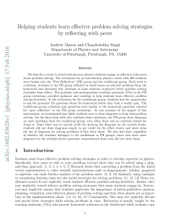 Helping students learn effective problem solving strategies by