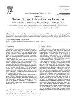Thoracoscopical water jet lavage in coagulated hemothorax