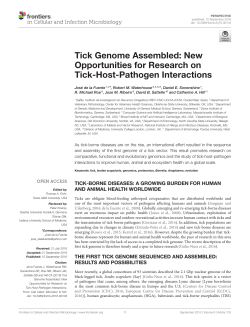 Tick Genome Assembled: New Opportunities for Research on Tick