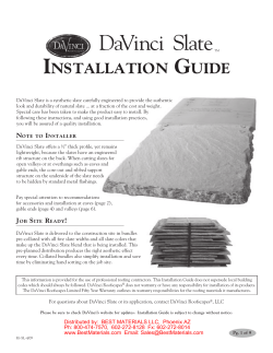 DaVinci Slate INSTALLATION GUIDE