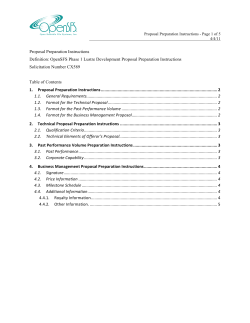 Proposal Preparation Instructions Definition: OpenSFS Phase 1