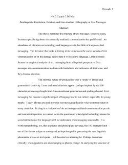 Elizondo 1 Not 2 Cryptic 2 DCode: Paralinguistic Restitution