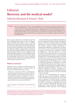 Recovery and the medical model