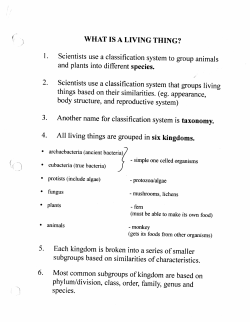 1. WHAT IS A LIVING THING? Scientists use a classification system