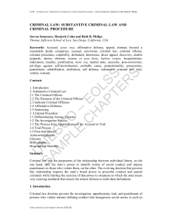 Criminal Law: Substantive Criminal Law and Criminal Procedure