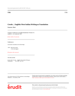 Creole&hellip; English: West Indian Writing as Translation