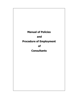 Manual of Policies and Procedure of Employment of Consultants