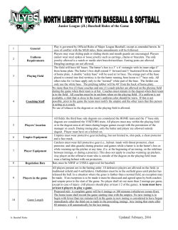 Junior Baseball Rules 2016
