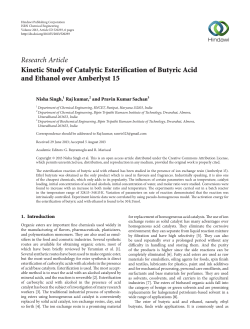 Kinetic Study of Catalytic Esterification of Butyric Acid and Ethanol