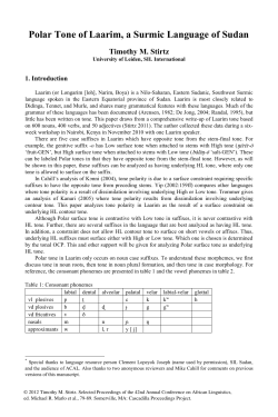 Polar Tone of Laarim, a Surmic Language of Sudan