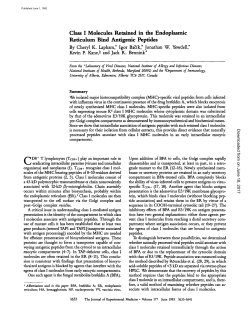 Class I Molecules Retained in the Endoplasmic Reticulum