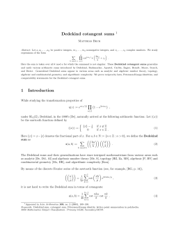 Dedekind cotangent sums - SFSU Mathematics Department