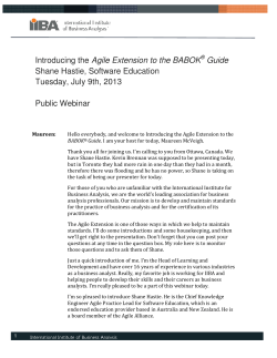 Introducing the Agile Extension to the BABOK Guide Shane