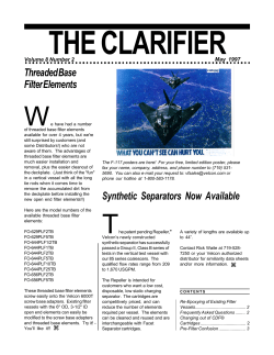 Threaded Base Filter Elements Synthetic Separators Now Available