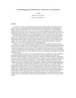 A Stratified Diagnosis of the Indian Monsoon &ndash; Eurasian Snow
