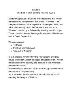 Grade 8 The End of WWI and the Roaring 1920`s Student Objectives