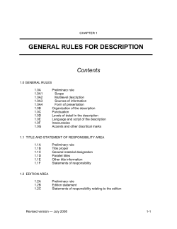 Chapter 1: General Rules for Description