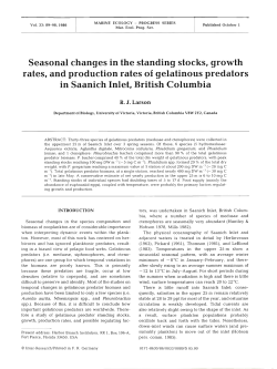 Seasonal changes in the standing stocks, growth