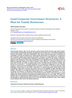 Good Corporate Governance Structures