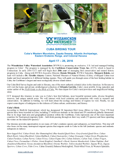 CUBA BIRDING TOUR April 17 &ndash; 26, 2016