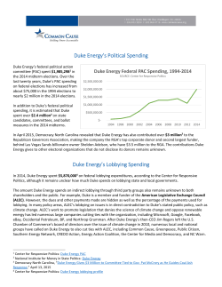 Duke Energy`s Political Spending Duke Energy`s