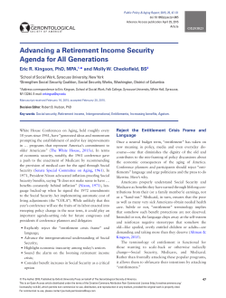 Advancing a Retirement Income Security Agenda