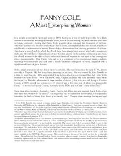 FANNY COLE A Most Enterprising Woman