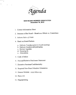 New Board Member Orientation