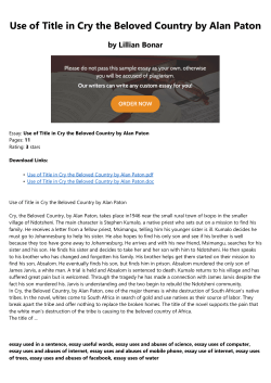 Use of Title in Cry the Beloved Country by Alan