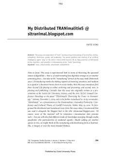 "My Distributed TRANimalitieS @sltranimal.blogspot.com" (2015)